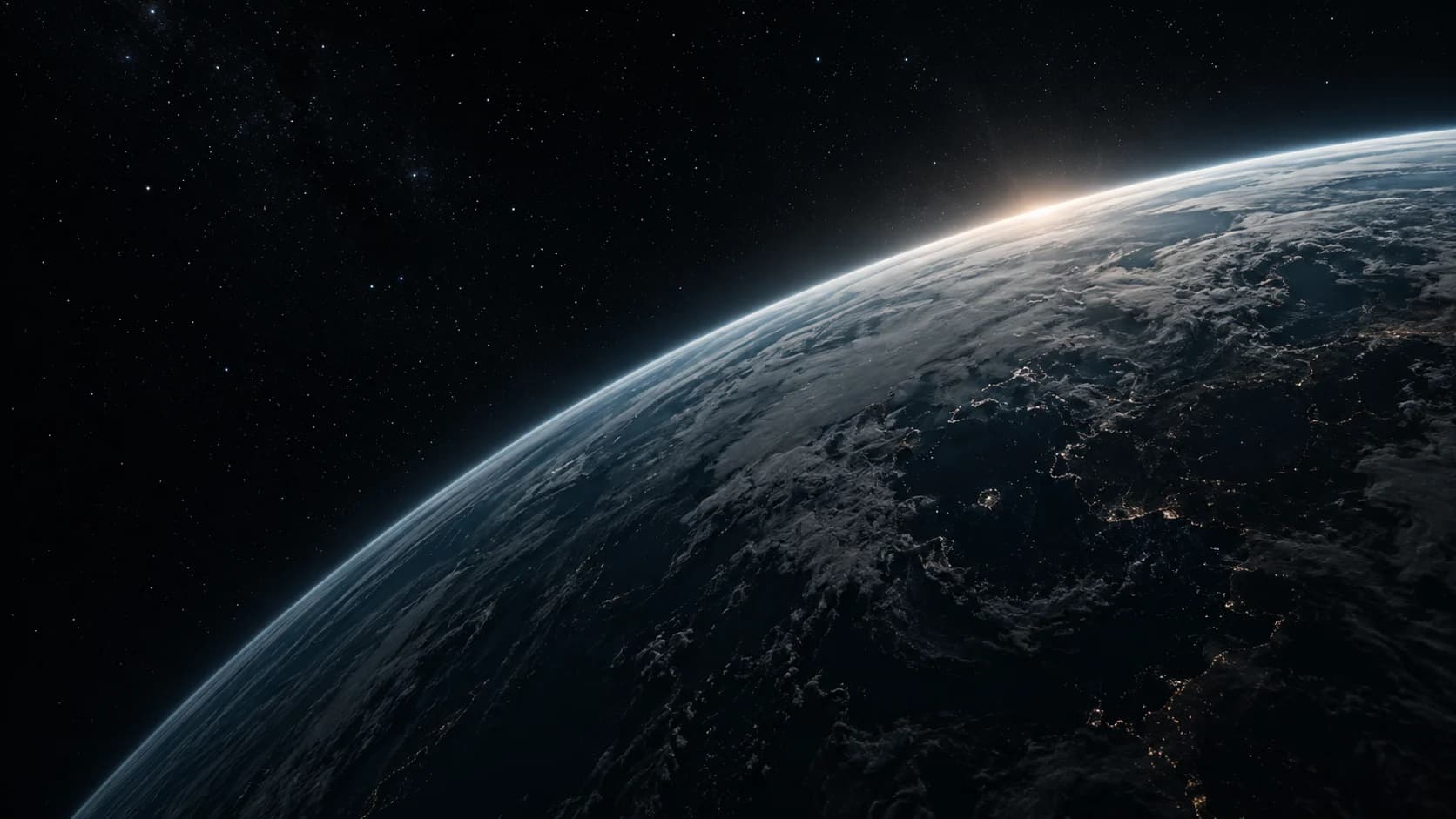 Earth at night, illuminated by connected cities